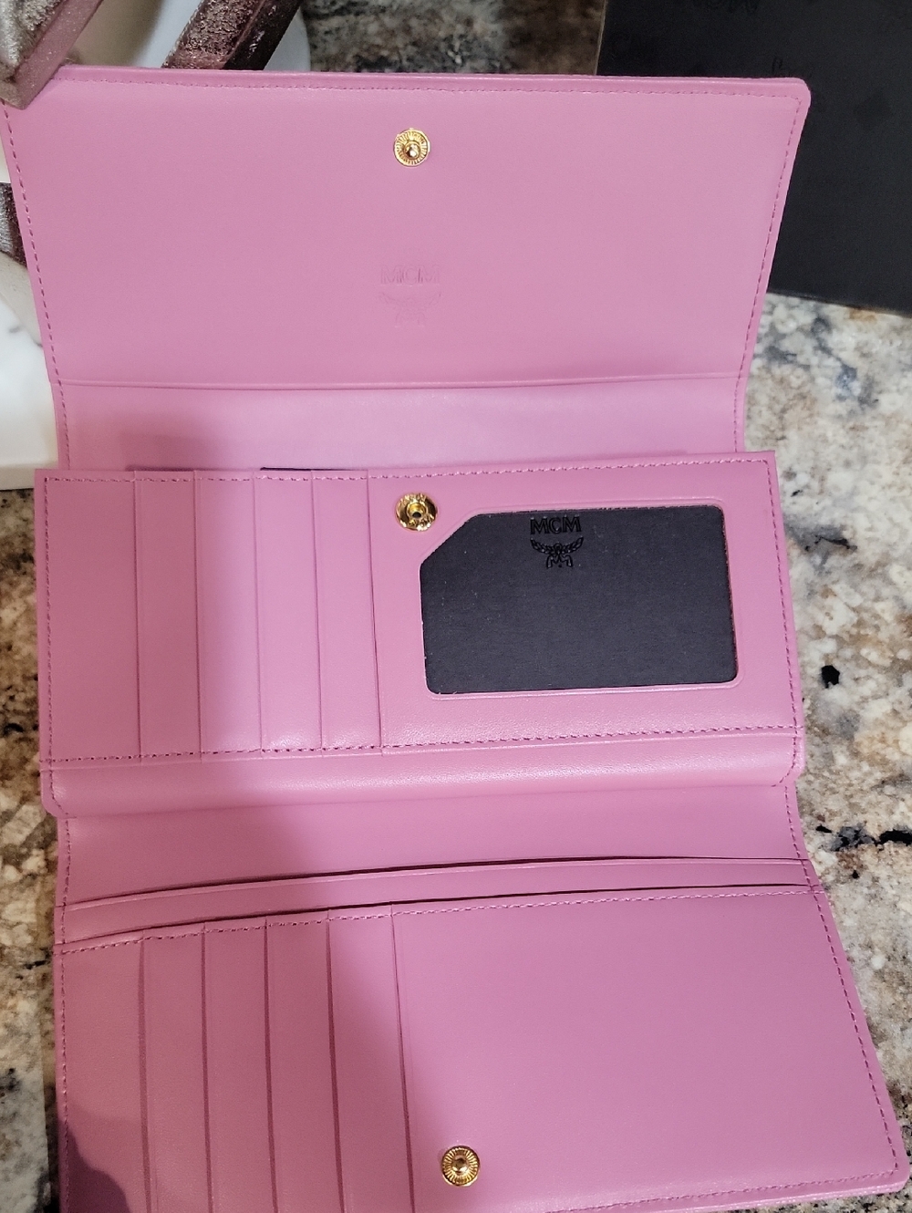 MCM NWOT Pink Wallet with Gold Accents FULL INCLUSSION - Picture 3 of 11
